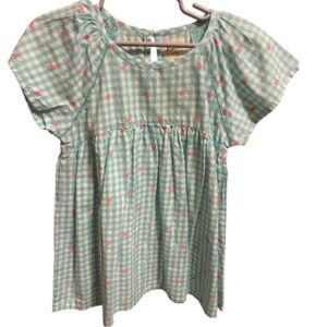 Hatley Dress Aqua and White Gingham With Pink Butterflies Pattern NWOT size 4T